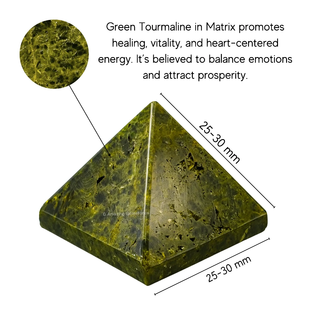 Green Tourmaline in Matrix Pyramid (1 Inch)