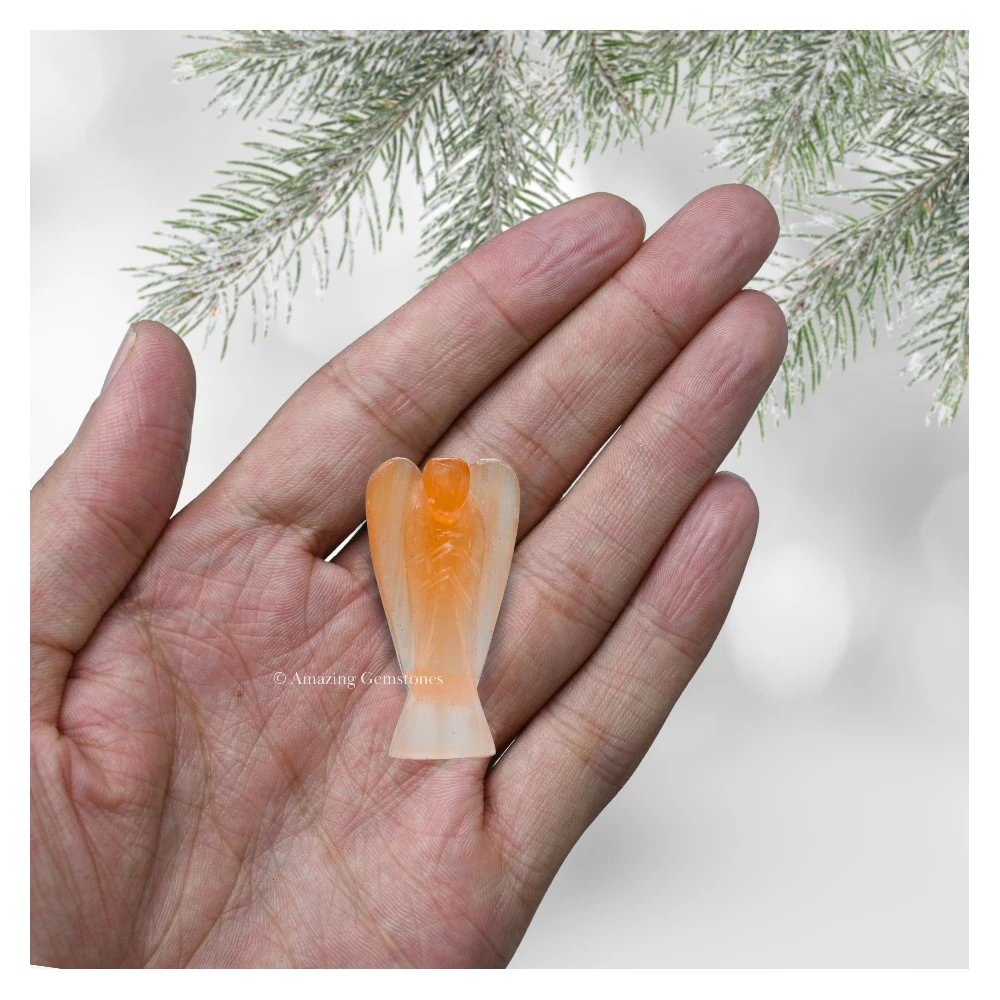 Orange Selenite Angel Figurine (1.5 Inch)