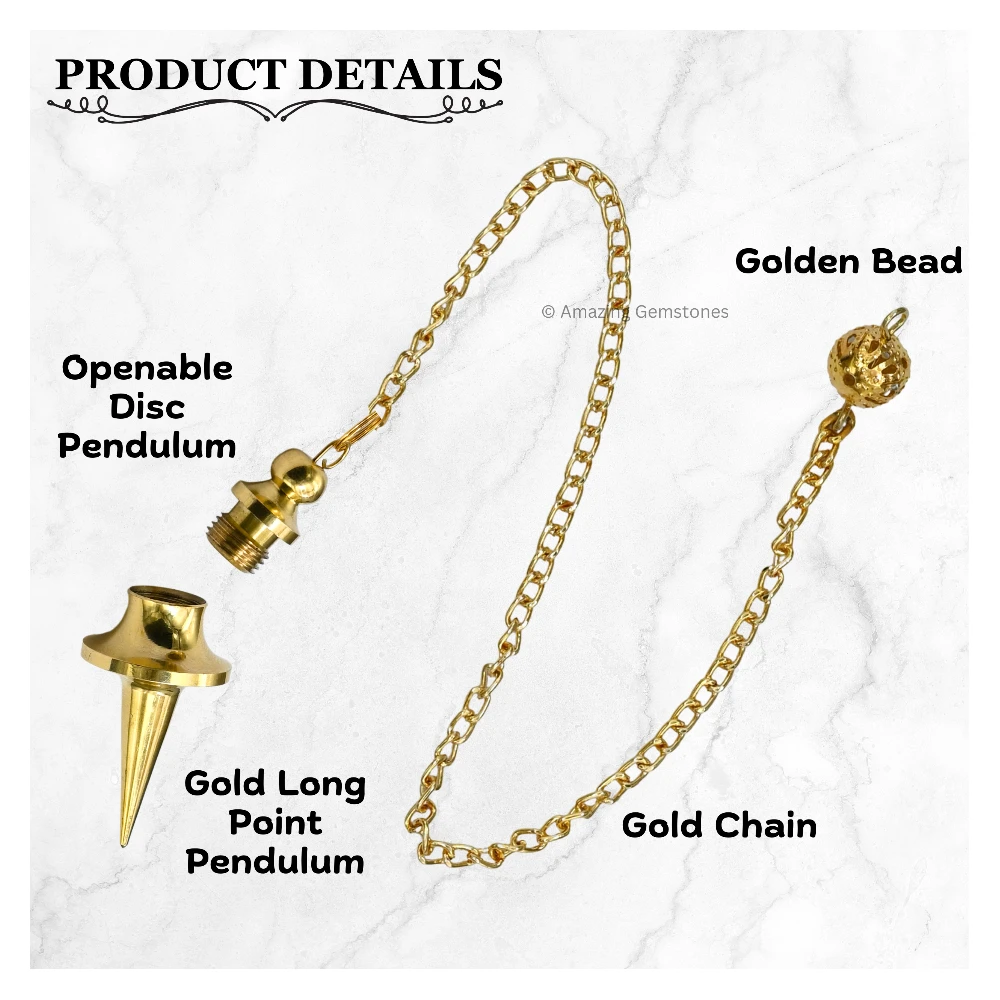 Copper Metal Pendulum - Gold Long Point with Disc (MP100)