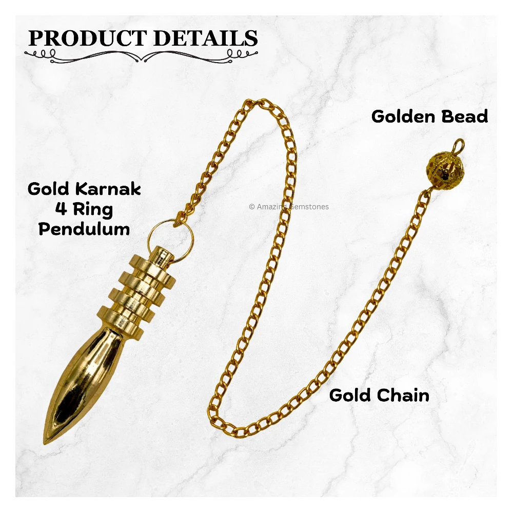 Copper Metal Pendulum - Gold Karnak 4 Ring Plate (MP28)