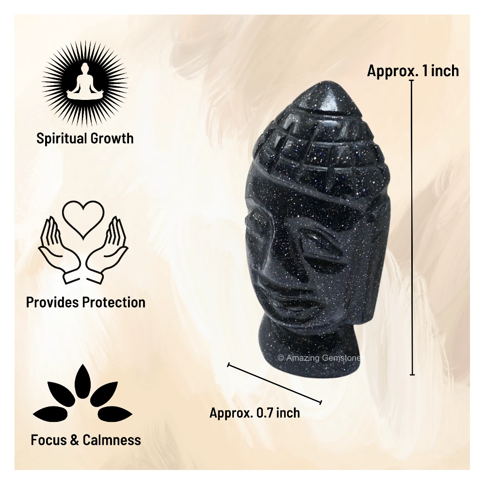 Blue Goldstone Buddha Head