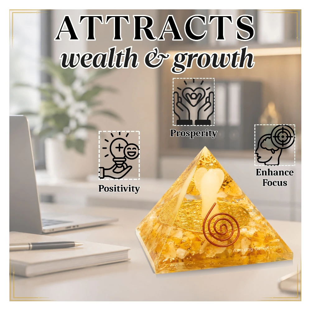 Yellow Aventurine Orgone Pyramid - Angel Glow in Dark