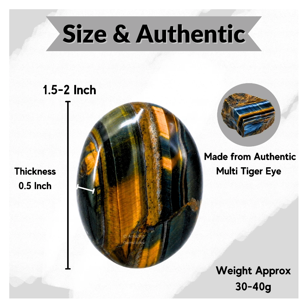 Multi Tiger Eye Palm Stone
