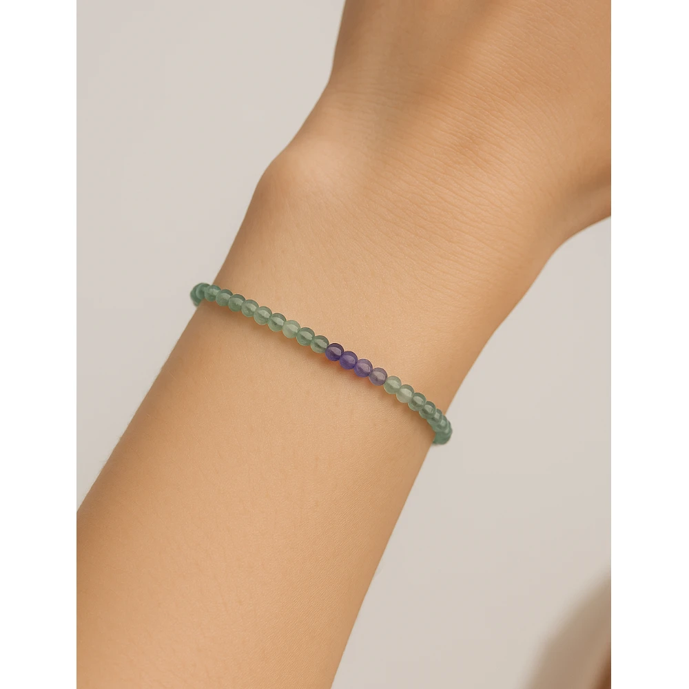 Green Fluorite Crystal Bracelet - 2mm Faceted Bead (Gold)