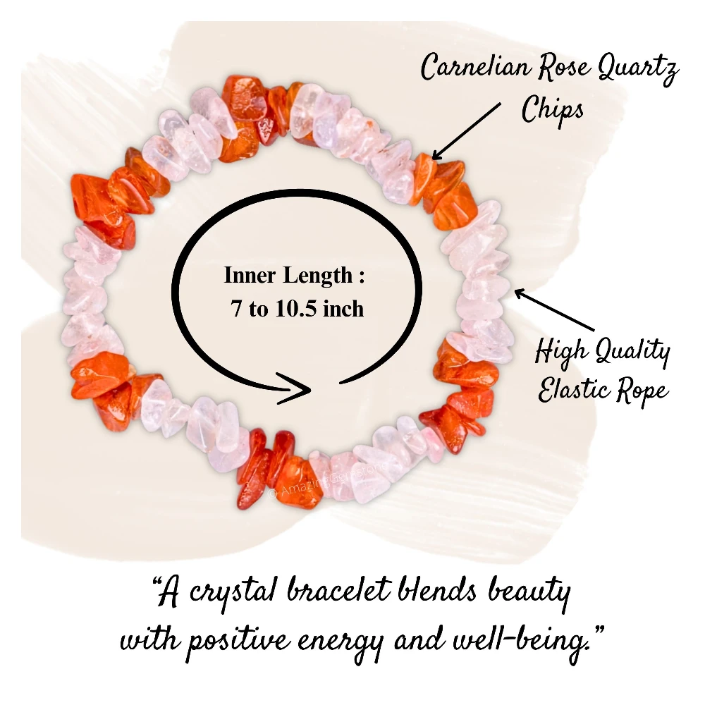 Rose Quartz & Carnelian Chips Bracelet