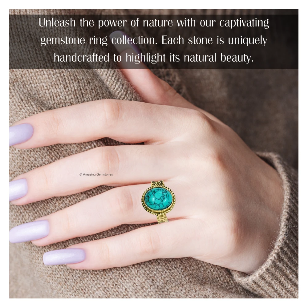 Turquoise Crystal Ring (Gold)