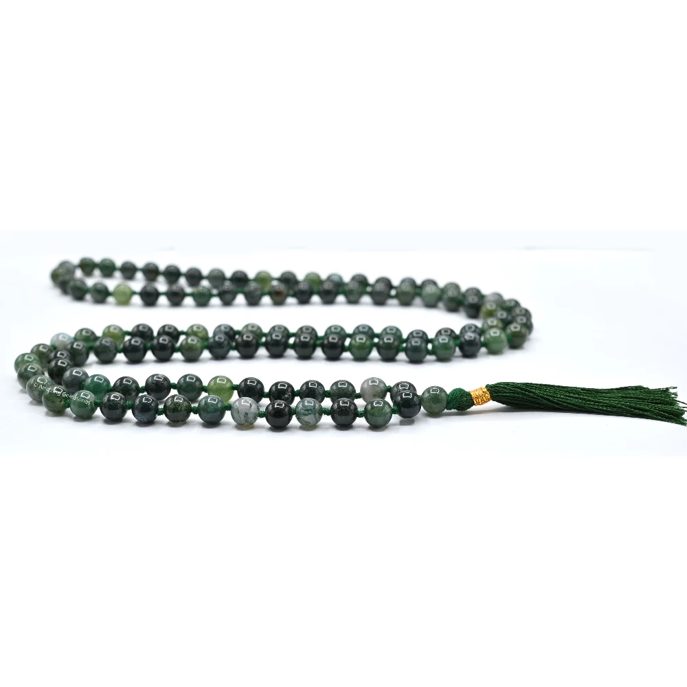 Moss Agate Mala (Hand Knotted)
