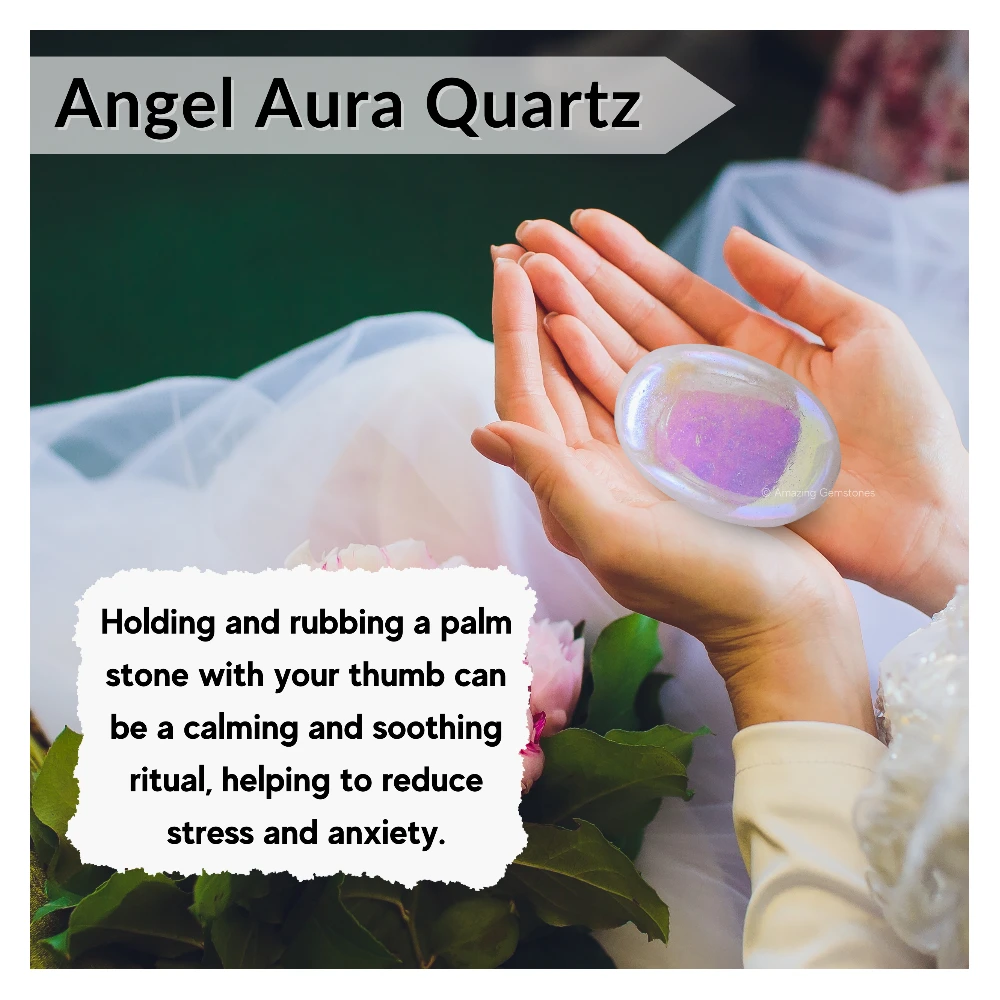 Angel Aura Quartz Palm Stone