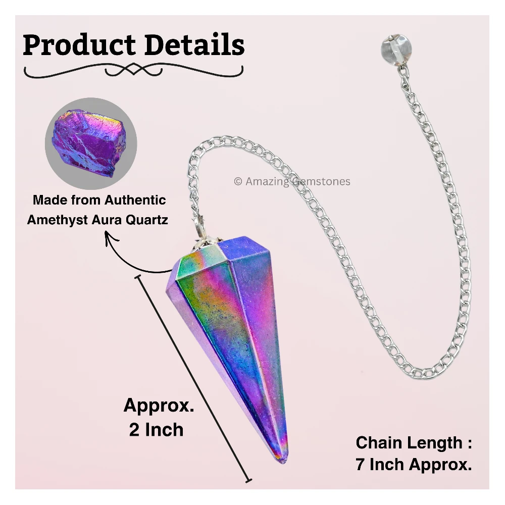 Amethyst Aura Quartz Pendulum