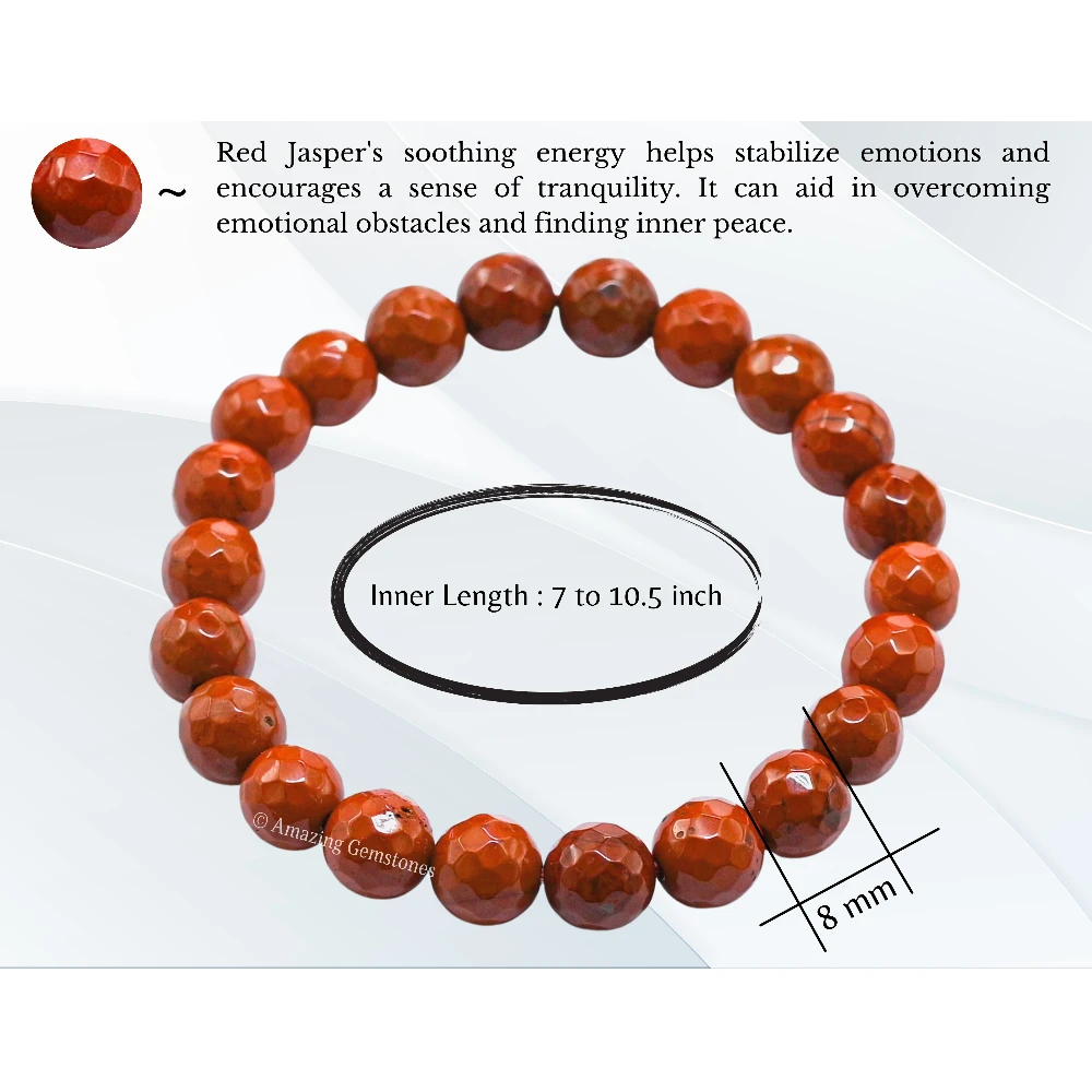 Red Jasper Bracelet (Faceted) (Stretchable)