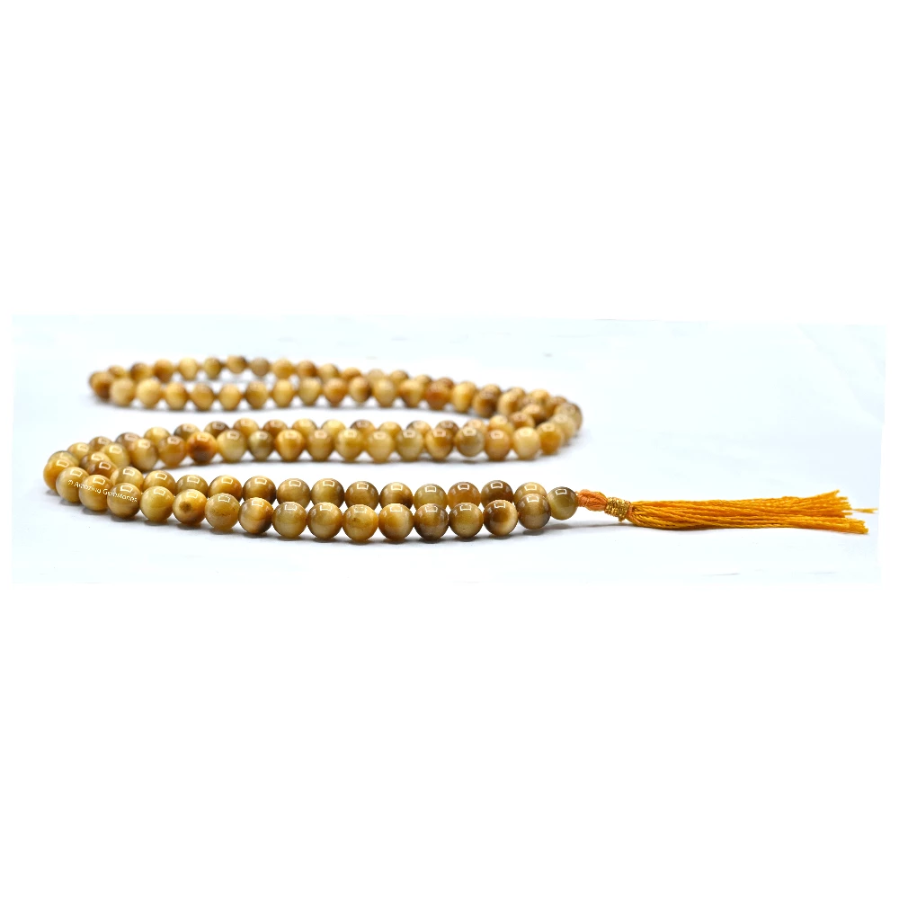 Yellow Cat's Eye Mala (Without Knot)