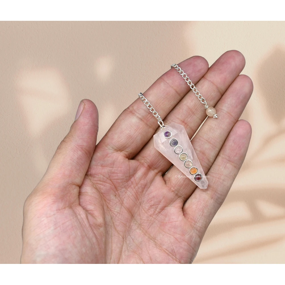 Rose Quartz Chakra Crystal Pendulum