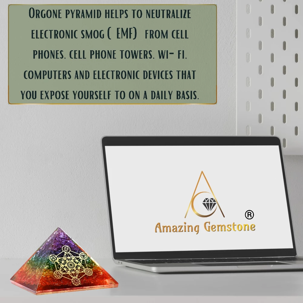 Chakra Onyx Orgone Pyramid - Chakra Metatron Cube