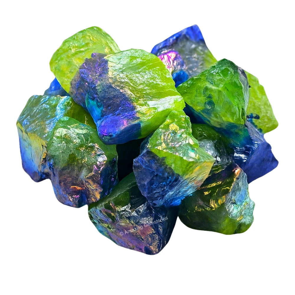Apple-Tanzine Aura Quartz Raw Crystals (1 LB)