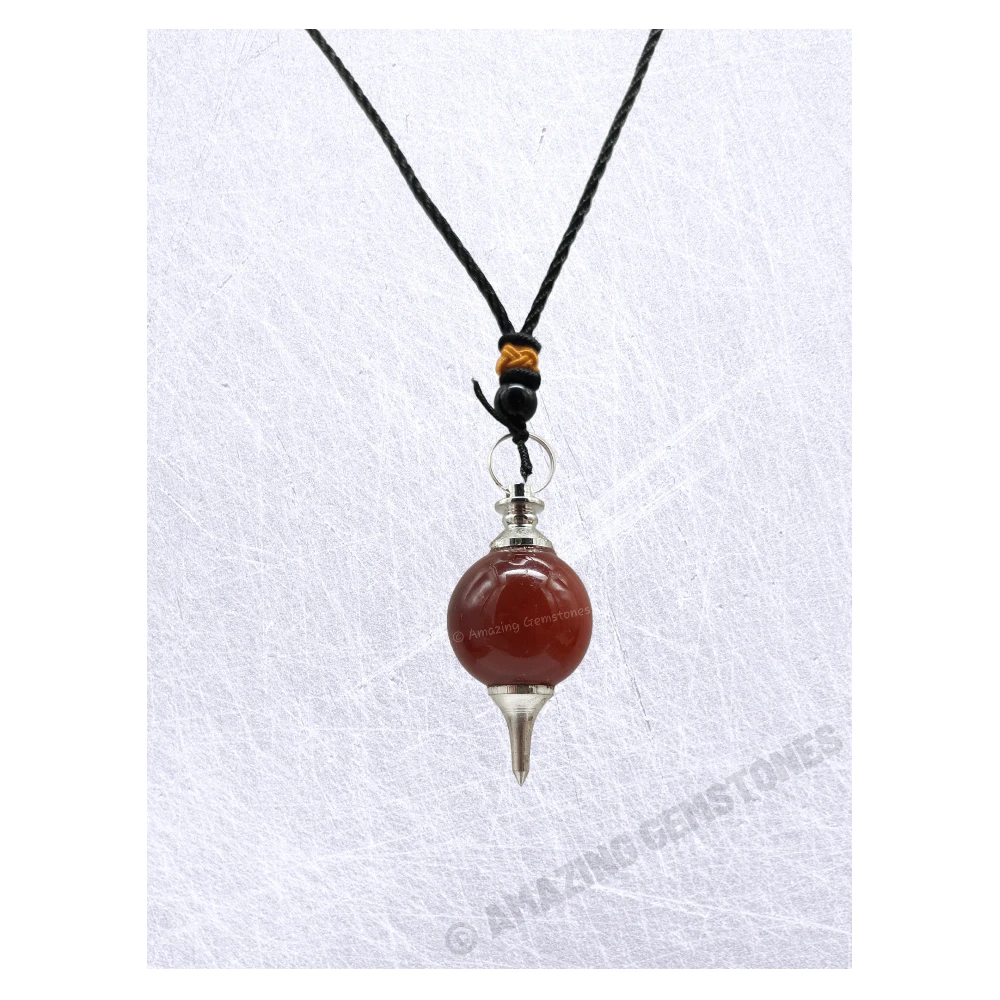 Carnelian Necklace - Crystal Ball (Silver)