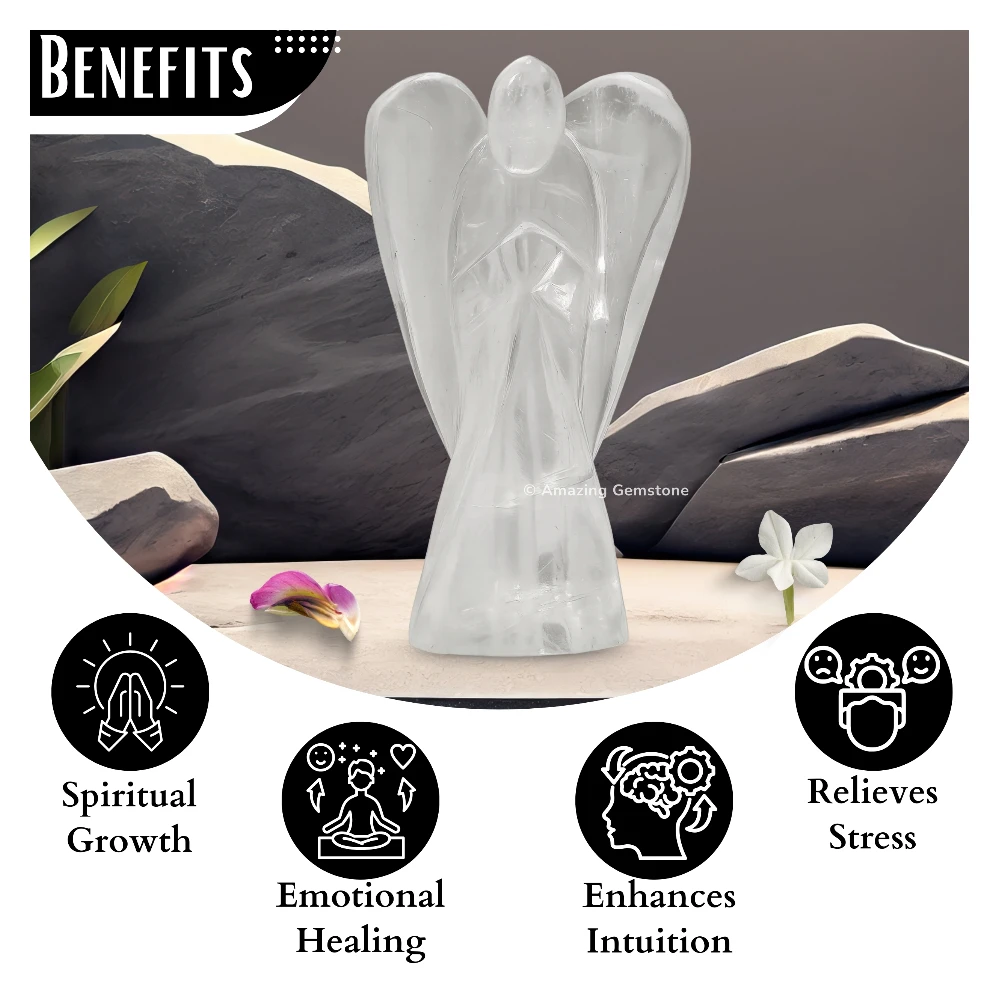 Clear Quartz Angel Figurine (2 Inch)