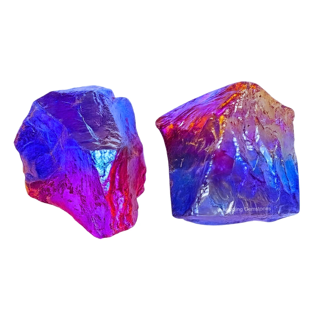 Ruby-Tanzine Aura Quartz Raw Crystals (5 Pieces)