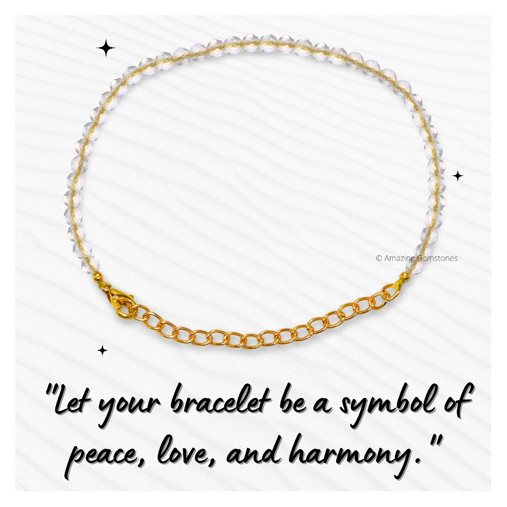 Lemon Quartz Crystal Bracelet - 2mm Faceted Bead (Gold)