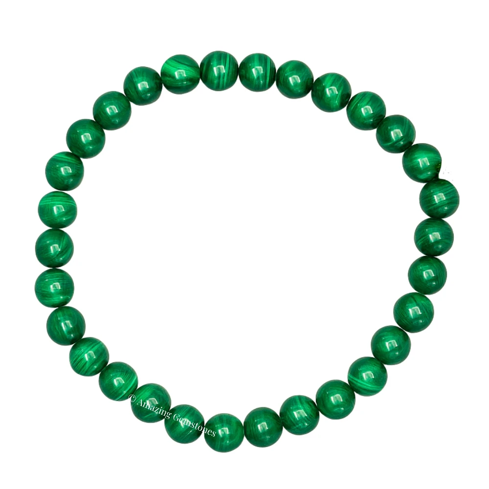 Malachite Healing Crystal Bracelets - 6mm Beads (Strechable)