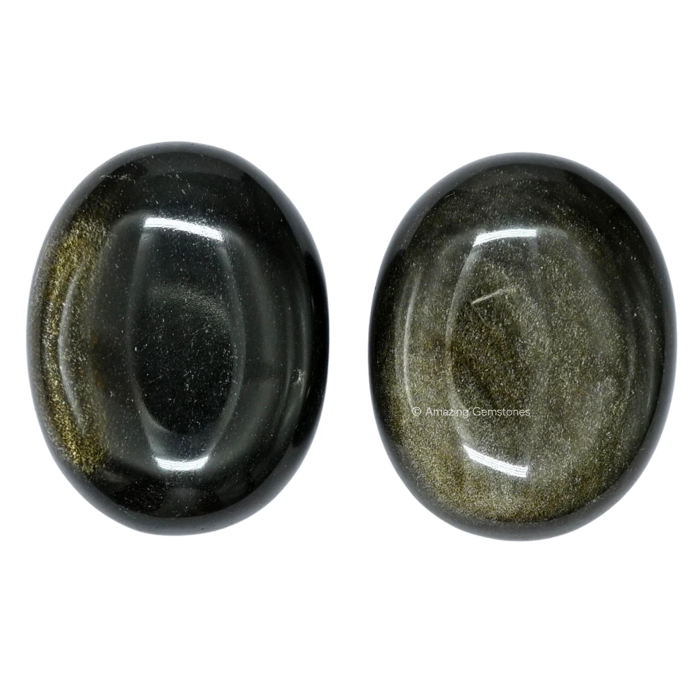 Golden Sheen Obsidian Palm Stone
