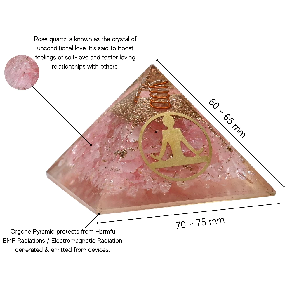 Rose Quartz Orgone Pyramid - Buddha