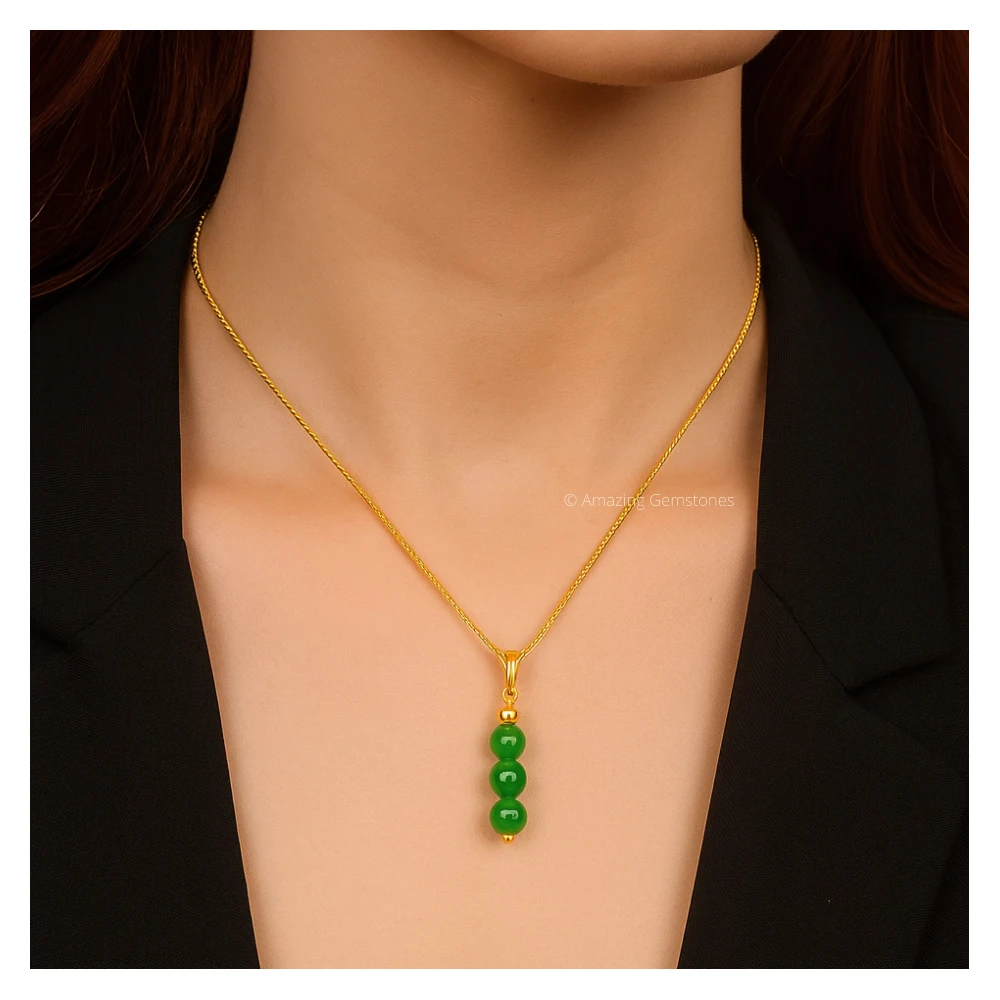 Green Aventurine Bead Pendant (Gold)