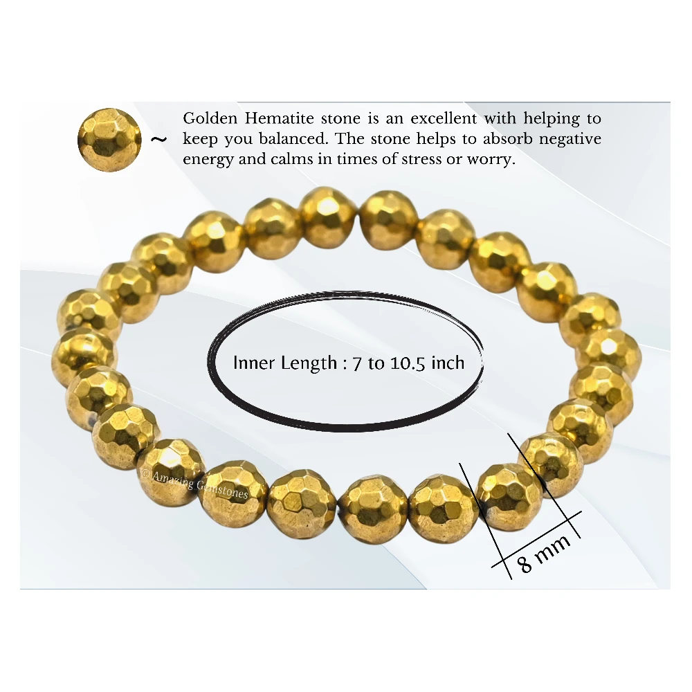 Golden Hematite Bracelet (Faceted-Stretchable)