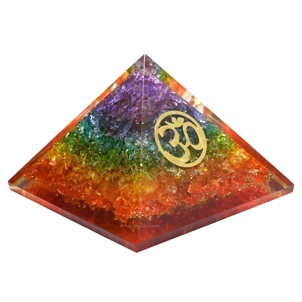 Chakra Onyx Orgone Pyramid - OM