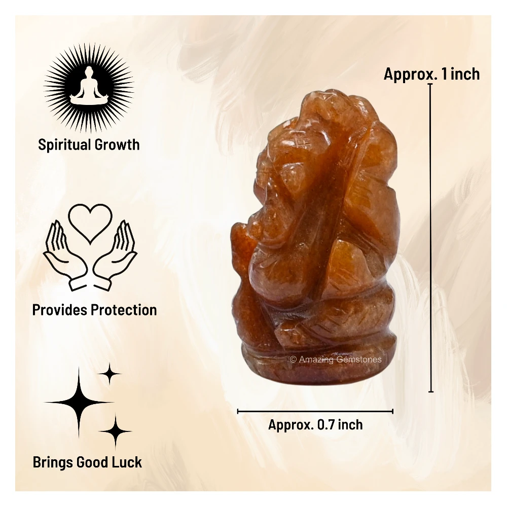 Red Aventurine Ganesha Crystal Idol