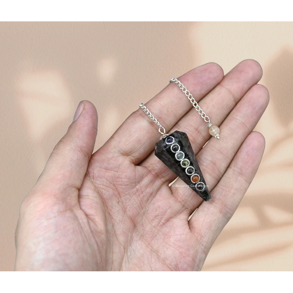 Indigo Gabbro Chakra Crystal Pendulum