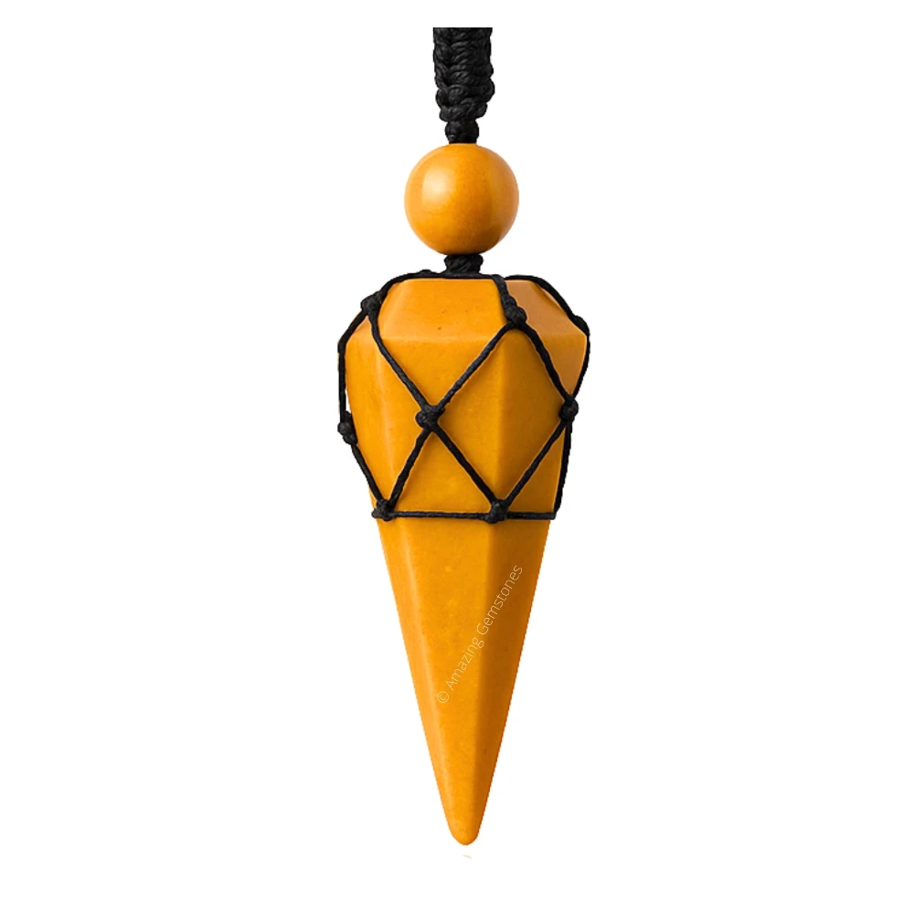 Yellow Jasper Pendant Necklace (Macrame)