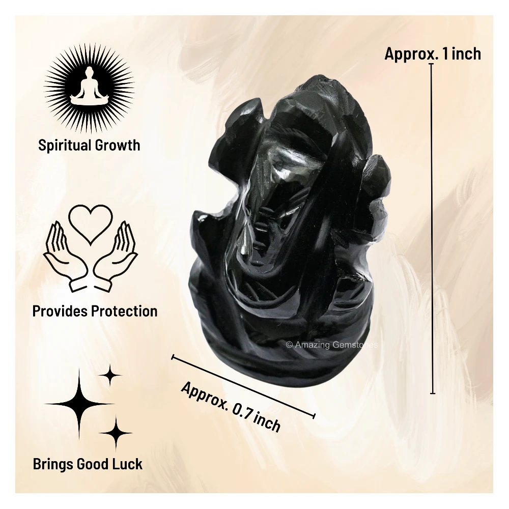 Black Agate Ganesha Crystal Idol