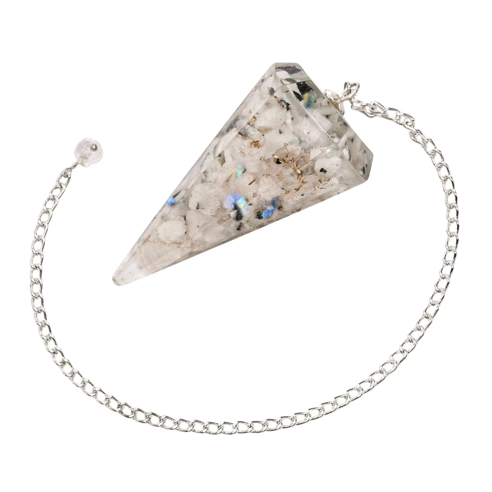 Rainbow Moonstone Orgone Pendulum