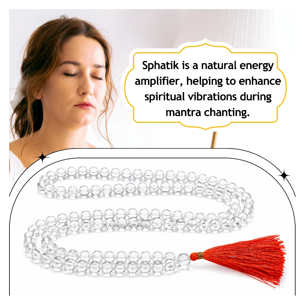 Sphatik Mala - A Grade 6mm Beads (Hand Knotted)