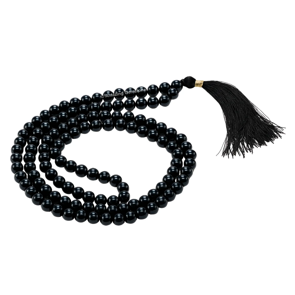 Black Obsidian Japa Mala (Without Knot)