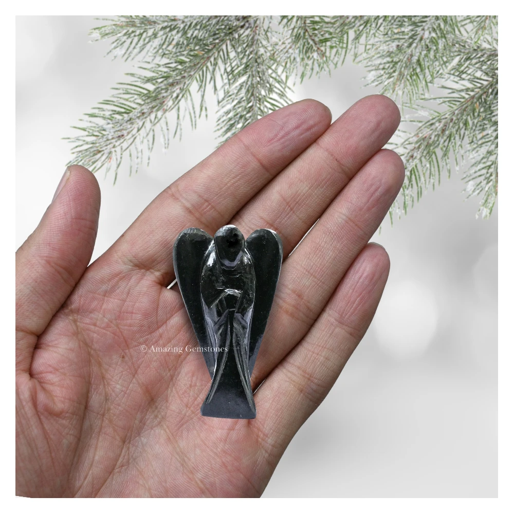 Black Tourmaline Angel Figurine (1.5 Inch)