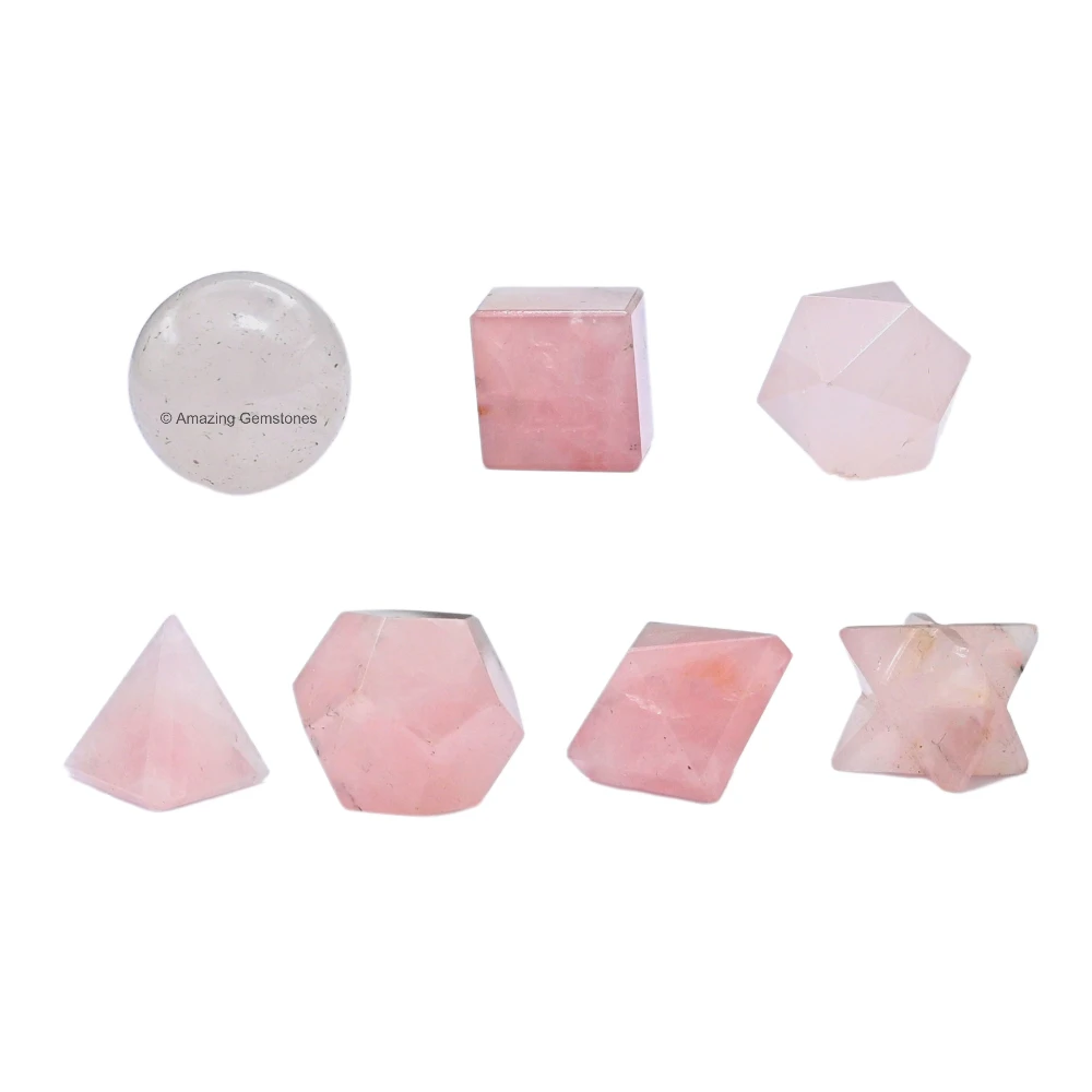Rose Quartz Platonic Solid - 7 Pcs