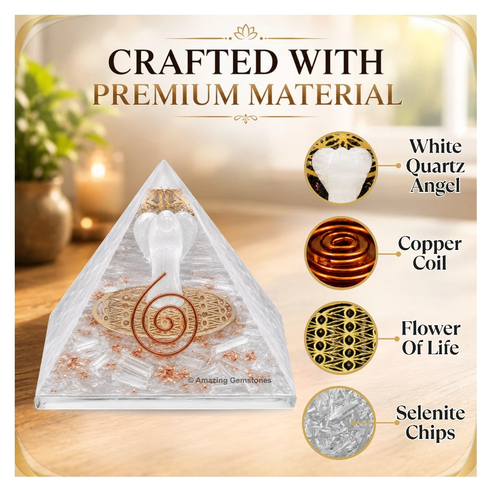 Selenite Orgone Pyramid - Angel Glow in Dark