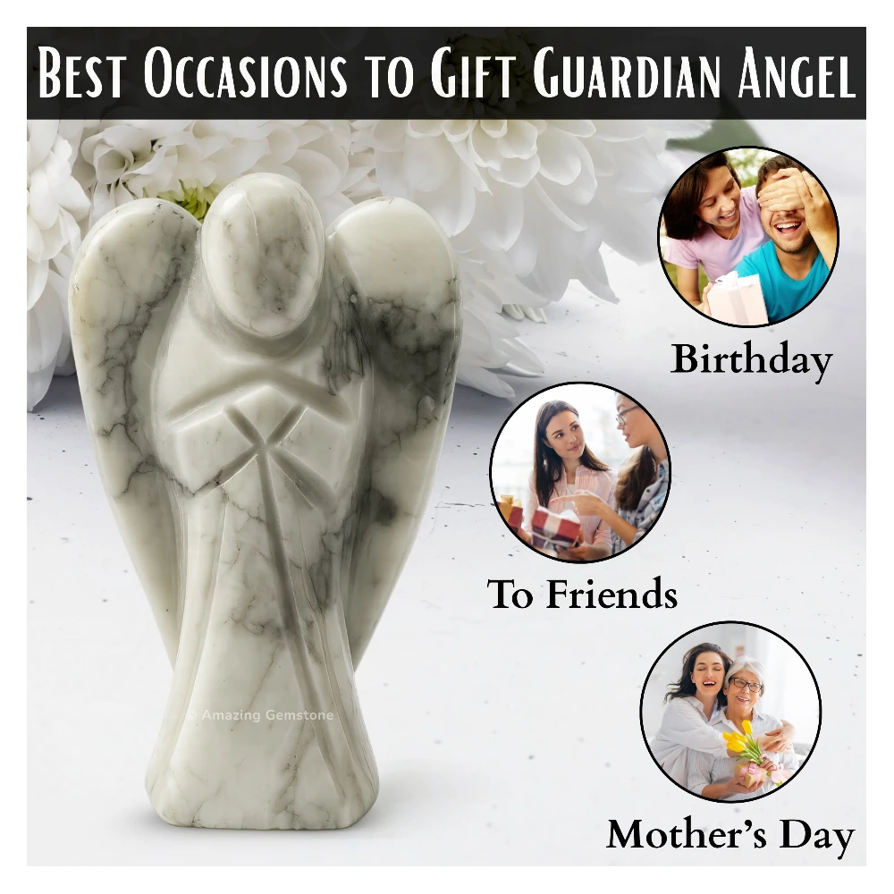 Howlite  Angel Figurine (4 Inch)