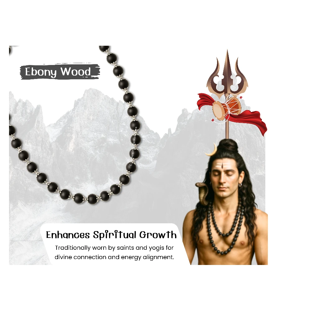 6mm Karungali Necklace - Classic Silver Chain