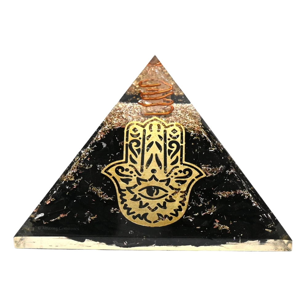Shungite Orgone Pyramid - Big Hamsa