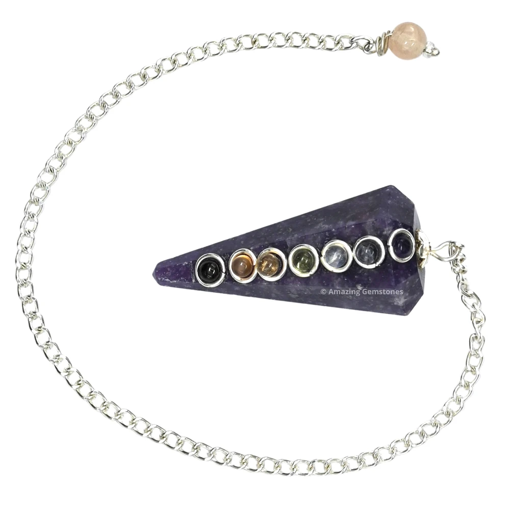 Lepidolite Chakra Crystal Pendulum