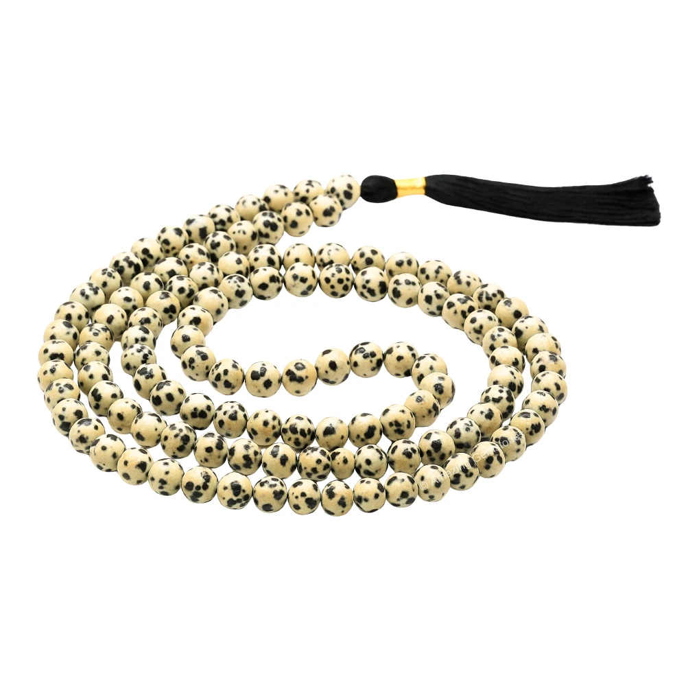 Dalmatian Jasper Mala (Without Knot)