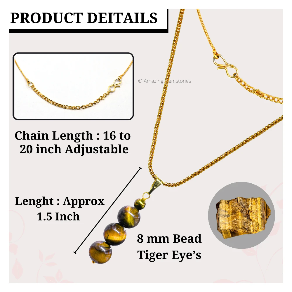 Tiger Eye Bead Pendant (Gold)