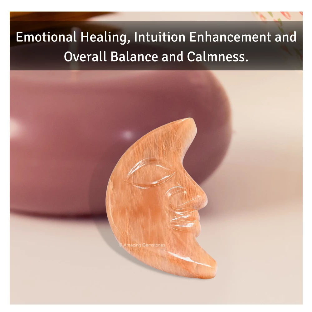 Peach Moonstone Crescent Moon