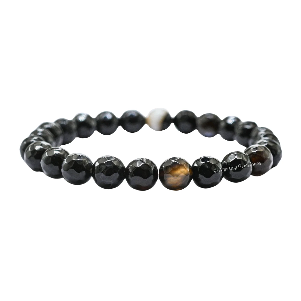 Black Bended Bracelet (Faceted)