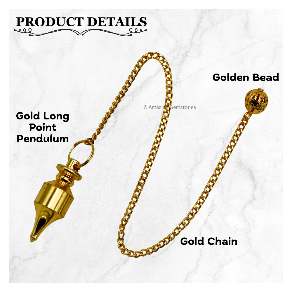 Copper Metal Pendulum - Gold Long Point Chamber (MP32)