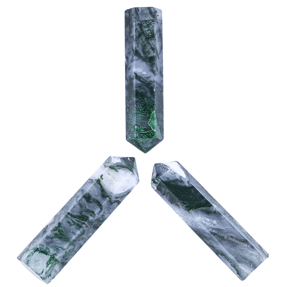 Moss Agate Pencil Points (Set of 3)