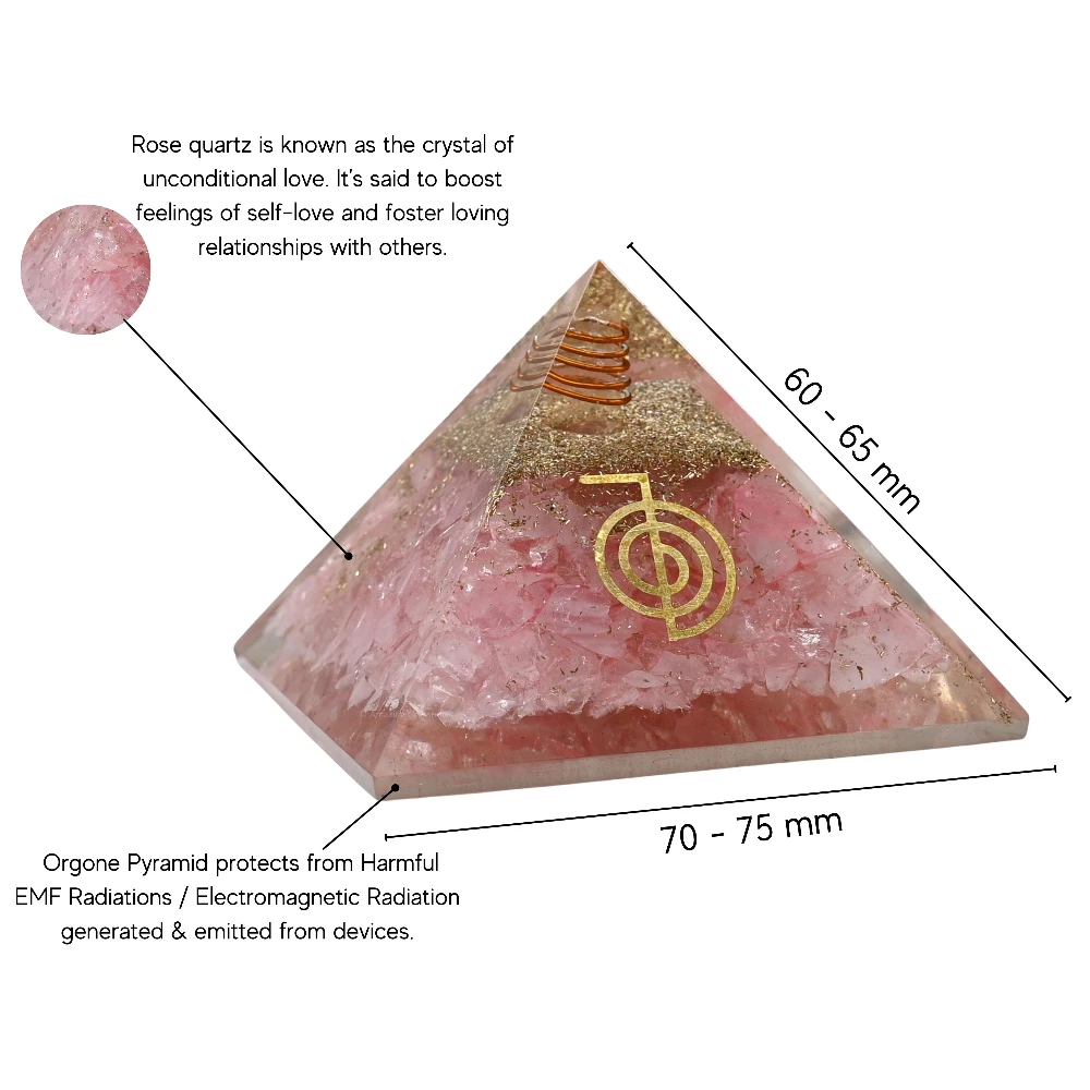 Rose Quartz Orgone Pyramid - Reiki