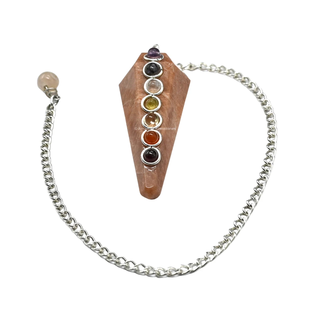 Peach Moonstone Chakra Crystal Pendulum